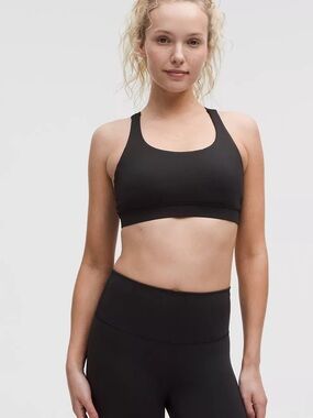 Lululemon Energy Bra Black Medium Support B–D Cups Luxtreme Strappy Back Size 6